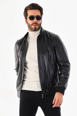 Monza Vintage Black Lambskin Leather Jacket - Vinci Leather