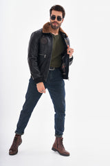 The Northway Black Lambskin Leather Jacket - Vinci Leather