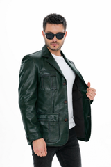 The Ravenna Green Leather Jacket - Vinci Leather