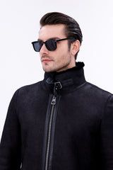 The Varese Black Shearling Jacket - Vinci Leather