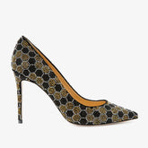 The Bolu Black Gold Glitter Leather Pump Shoe - Vinci Leather