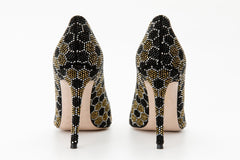 The Bolu Black Gold Glitter Leather Pump Shoe - Vinci Leather