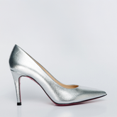 The Ege Silver Leather Pump Fuchsia Sole Shoe - Vinci Leather