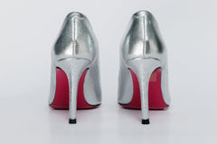 The Ege Silver Leather Pump Fuchsia Sole Shoe - Vinci Leather