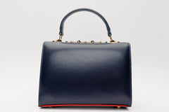 The Infanta Navy Blue Spike Leather Handbag - Vinci Leather