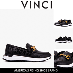 The Milan Black Croc-Embossed Leather Sneaker - Vinci Leather