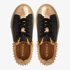 The Venezia Gold Black Leather Sneaker - Vinci Leather