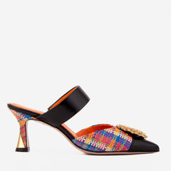 The Valencia Multicolor Leather Jewel Heel Mule Sandal - Vinci Leather