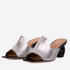 The Tory Silver Leather Sandal - Vinci Leather