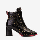 The Infanta Black Leather Block Heel Boot - Vinci Leather