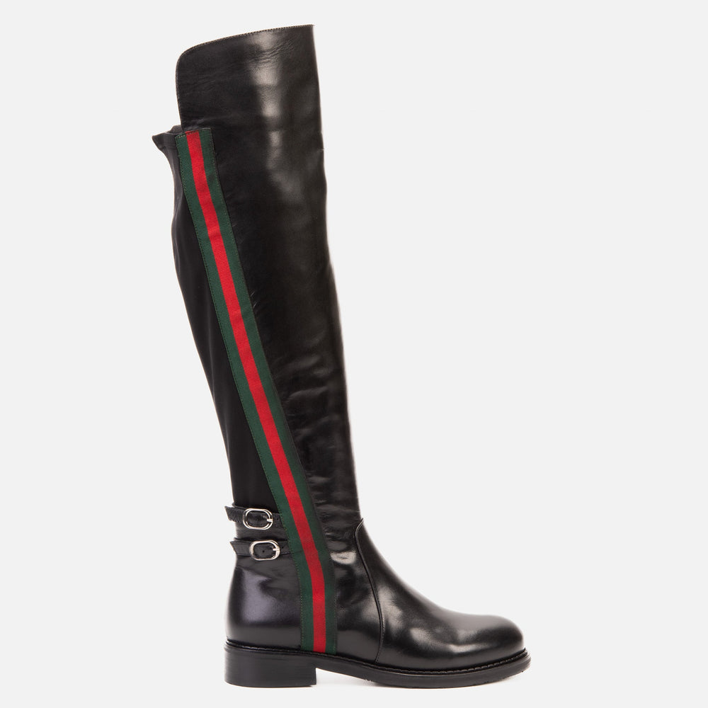 The Manhattan Luxe Black Leather Knee - High Boot - Vinci Leather