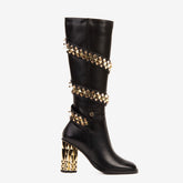 The Gladiator Black Leather Knee High Boot - Vinci Leather