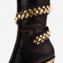 The Gladiator Black Leather Knee High Boot - Vinci Leather