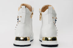 The Infanta High-Top White Spike Leather Sneaker Limited Edition - Vinci Leather