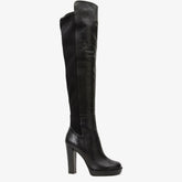 The Sao Paulo Black Leather Knee High Platform Heel Boot - Vinci Leather