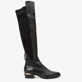 The Fairoks Black Leather Pointy Toe Knee High Boot - Vinci Leather