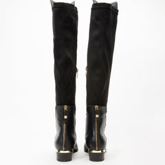 The Fairoks Black Leather Pointy Toe Knee High Boot - Vinci Leather