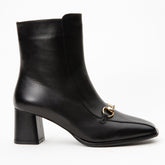 The Bukres Black Leather Block Heel Boot - Vinci Leather