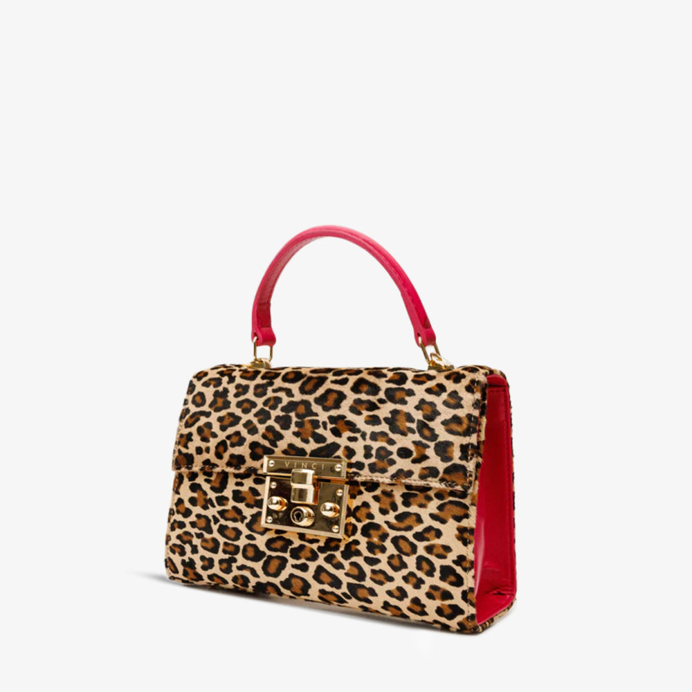 The Olbia Leopard Leather Handbag - Vinci Leather