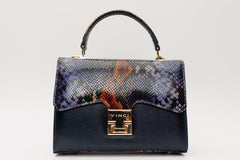 The Venezia Navy Blue Leather Handbag - Vinci Leather