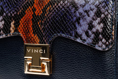 The Venezia Navy Blue Leather Handbag - Vinci Leather
