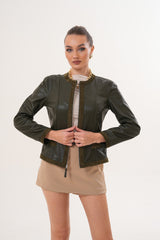 The Nyvessa Reversible Leather Jacket – Olive Green - Vinci Leather
