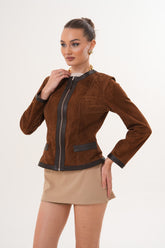 The Nyvessa Reversible Brown Suede Dark Brown Leather Jacket - Vinci Leather