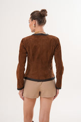 The Nyvessa Reversible Brown Suede Dark Brown Leather Jacket - Vinci Leather