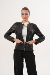 The Nyvessa Black Leather Jacket - Vinci Leather