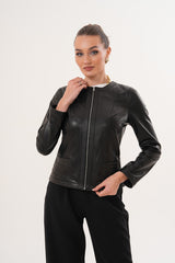 The Nyvessa Black Leather Jacket - Vinci Leather