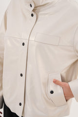 The Velmira Reversible Ivory Leather Jacket - Vinci Leather