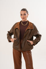 The Ravessa Reversible Brown Suede Leather Jacket - Vinci Leather