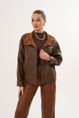 The Ravessa Reversible Brown Suede Leather Jacket - Vinci Leather