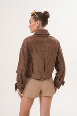 The Velmira Reversible Brown Suede Leather Jacket - Vinci Leather