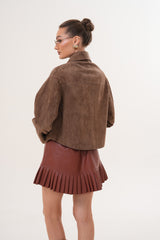 Elvoria Reversible Leather Jacket – Taupe \/ Suede Brown - Vinci Leather