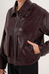 The Elvoria Reversible Burgundy Leather Jacket - Vinci Leather