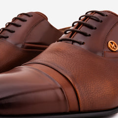 The Rockwell Handmade Tan Leather Cap Toe Oxford Shoe - Vinci Leather