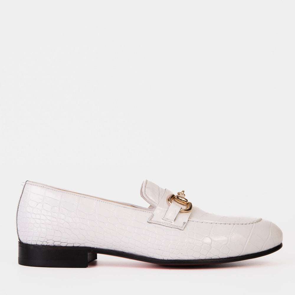 The Monaco White Leather Shoe Bit Loafer - Vinci Leather