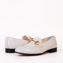 The Monaco White Leather Shoe Bit Loafer - Vinci Leather