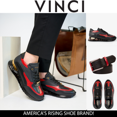 The Arda Black Red Leather Sneaker - Vinci Leather