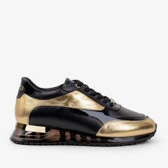 The Arda Black Gold Leather Sneaker - Vinci Leather