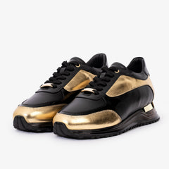 The Arda Black Gold Leather Sneaker - Vinci Leather