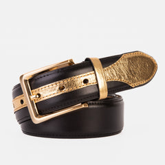 The Arda Black Gold Leather Belt - Vinci Leather