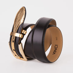 The Arda Black Gold Leather Belt - Vinci Leather