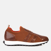 The Aslan Tan Knitted Leather Sneaker - Vinci Leather