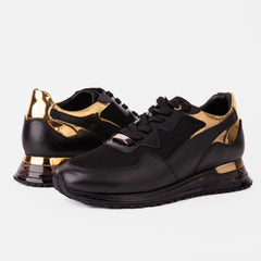 The Rialto Black Gold Leather Sneaker - Vinci Leather
