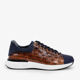 The Caesars Navy Tan Leather Sneaker - Vinci Leather