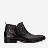 The Randor Black Crocodile Leather Side-Zip Dress Ankle Boot - Vinci Leather