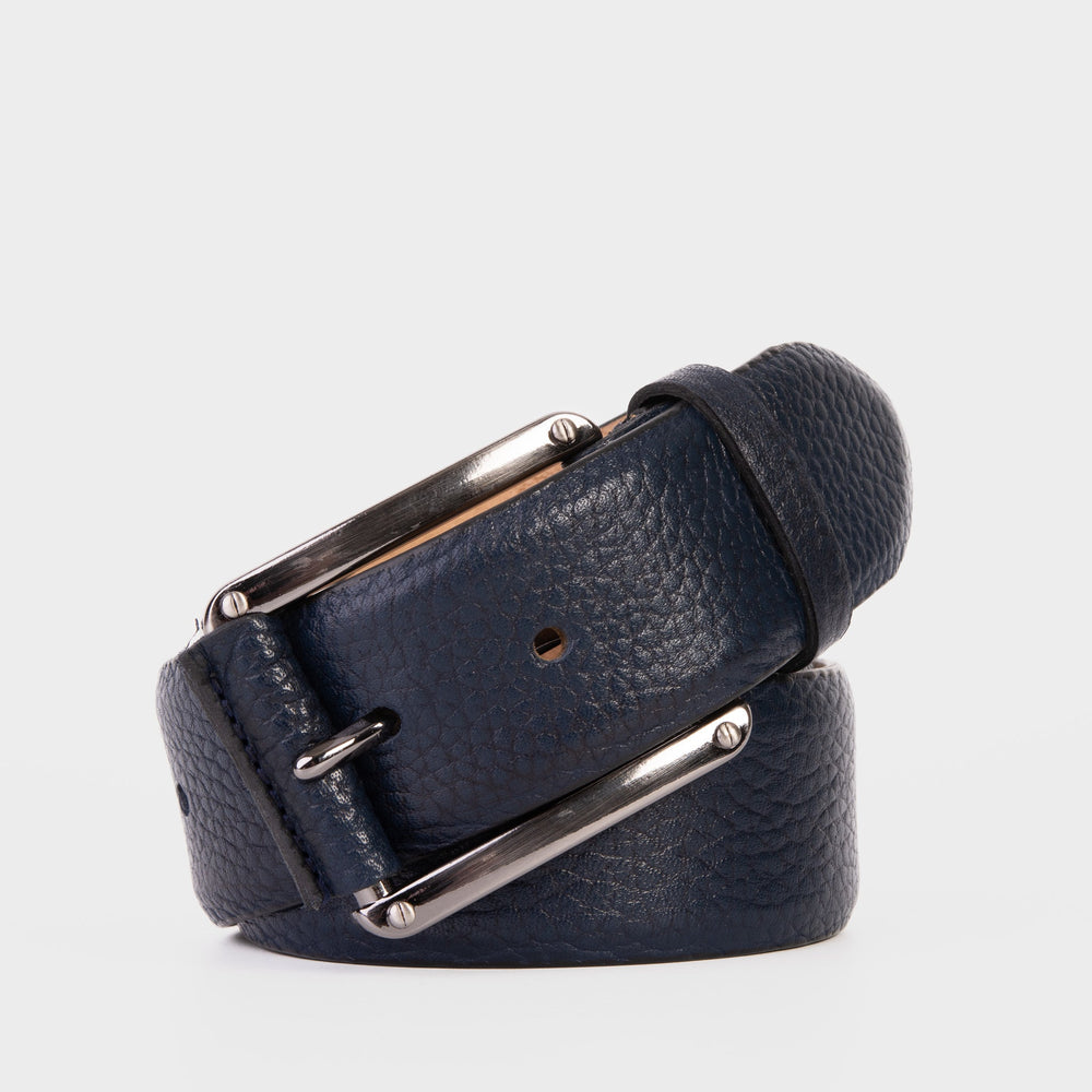 The Draco Navy Calfskin Belt - Vinci Leather