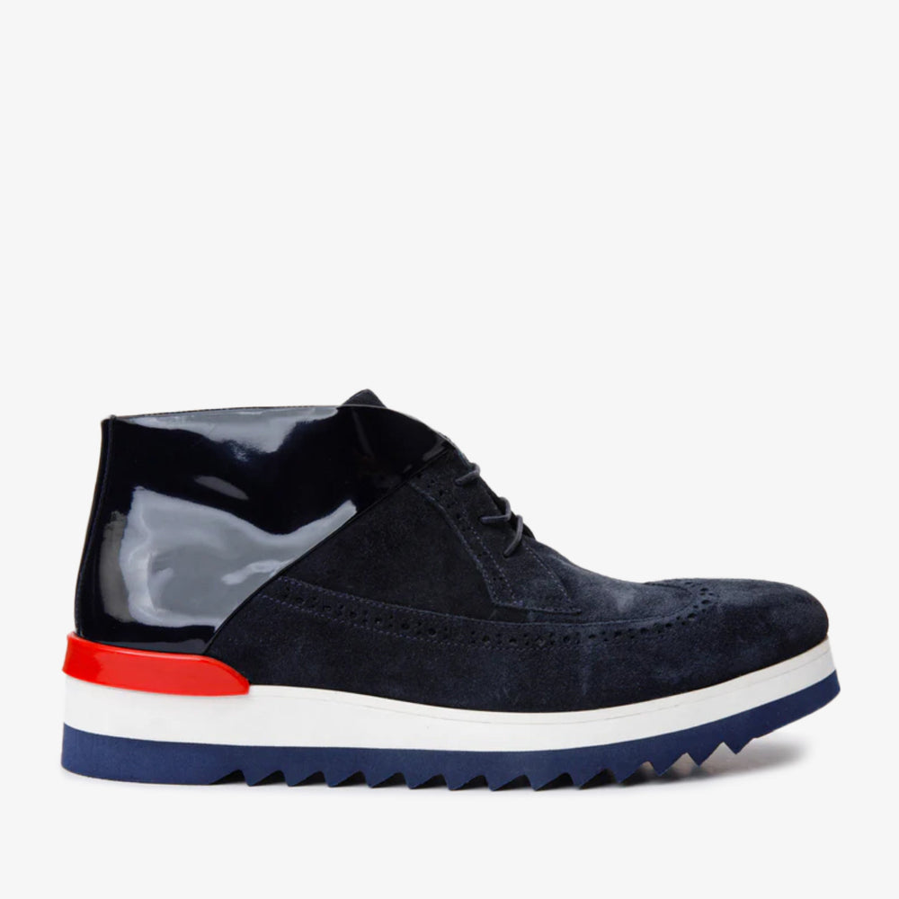 The Kagan Navy Blue Wingtip Chukka Sneaker Boot - Vinci Leather